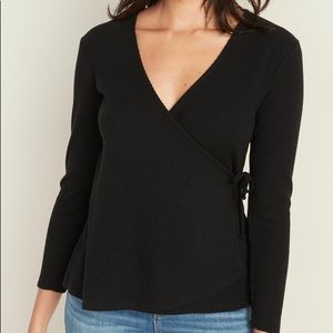 Old Navy Ribbed Wrap Top in Black